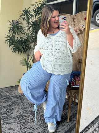 Alternate view of Blue Pinstripe Parachute Pant Joggers
