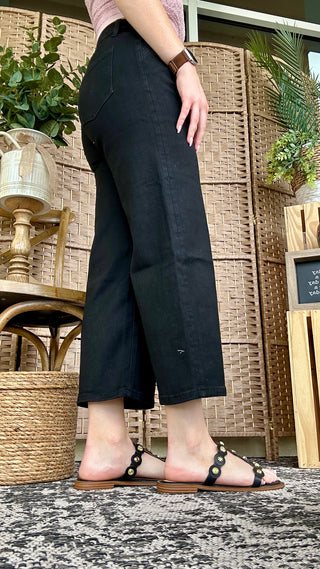 MICA W3867BK BLACK Hi Rise Wide Leg Jeans
