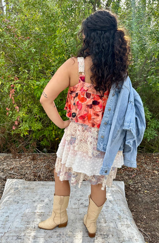 POL Peach & Lace Layer Dress