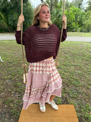 Alternate view of Jolene Pink Plaid Ruffle Skirt
