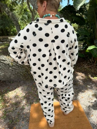 The Sweet Spot Ivory & Black Dot Pant Set
