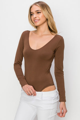 COFFEE Long Slv BODYSUIT Buttery Soft Seamless