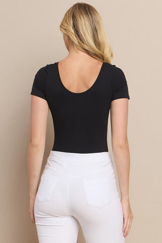 Alternate view of BLACK BODYSUIT Buttery Soft Seamless Short Slv
