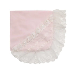 Haute Baby Precious Blush White Lace Receiving Blanket