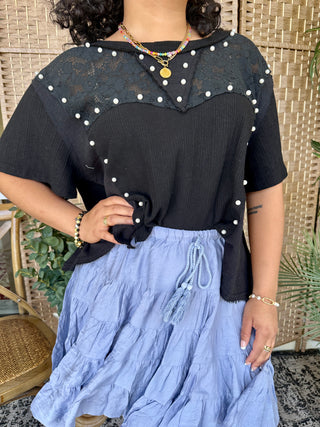 Alternate view of POL Black & Pearl Lace Darlin' Top
