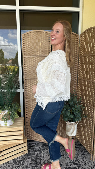 Alternate view of POL Cream Frills Southern Belle Top
