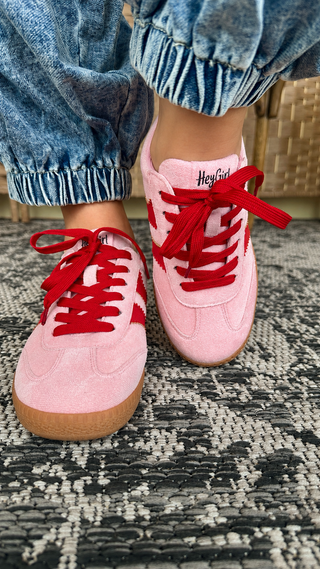 Corkys Heads Up Pink & Red Trainer Sneaker
