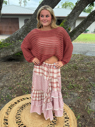 Alternate view of Jolene Pink Plaid Ruffle Skirt
