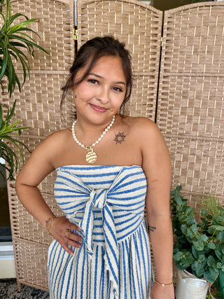 Alternate view of Ocean Blue Stripe Strapless Jumpsuit

