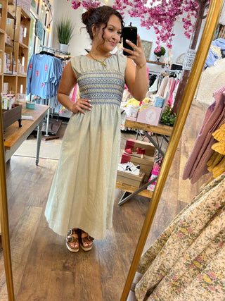 Lemon Blueberry Stripe Midi Dress