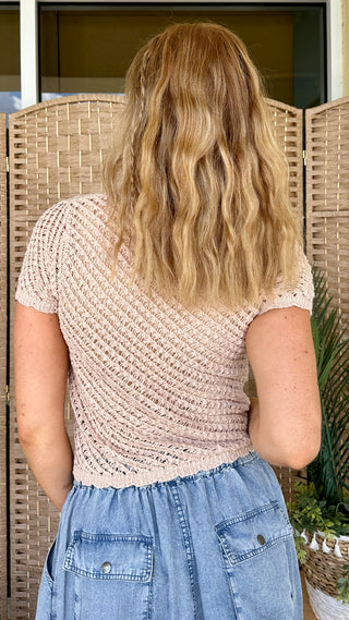 Alternate view of That's The Way OATMEAL Crochet Cardigan
