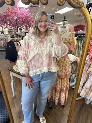 Alternate view of POL Pink Frills Southern Belle Top
