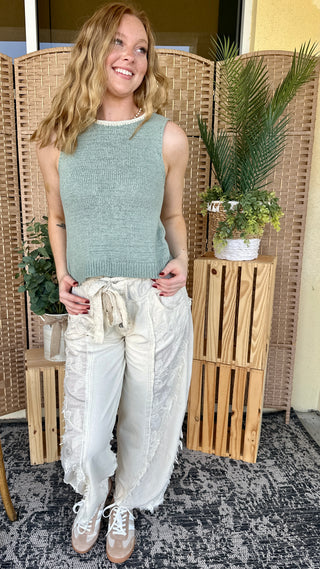 Sweet Sage Sleeveless Knit Top

