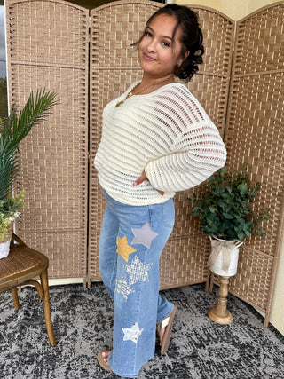 Alternate view of Oh Bouy! IVORY Slouchy Sweater Top
