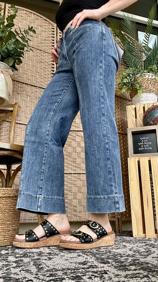 MICA W3535M Front Seam Wide Leg Jeans

