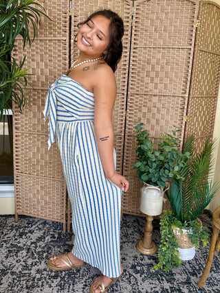 Alternate view of Ocean Blue Stripe Strapless Jumpsuit
