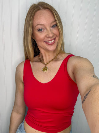 Alternate view of RED Buttery Soft Reversible Seamless Tank
