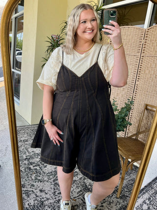 Alternate view of Easel Soak Up the Sun Romper Vintage Black

