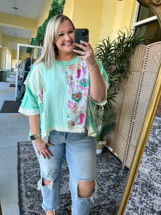 Alternate view of POL Mint Floral Oversized Top
