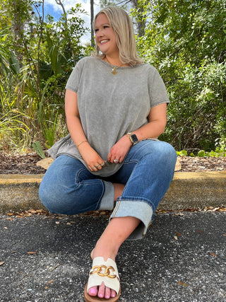 Alternate view of Charcoal Ruffle Bottom Top
