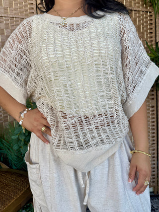 Alternate view of POL Passport Ready Natural Ladderback Sweater Top
