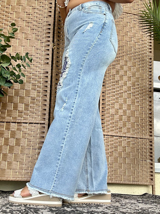 Alternate view of Easel Freedom Factory Distressed Jeans
