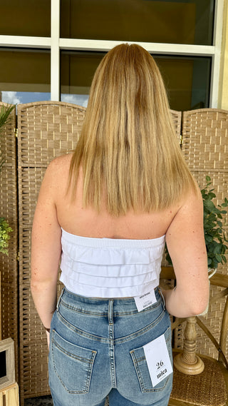 Alternate view of Gypsy Flutter White Ruffle Bandeau Top
