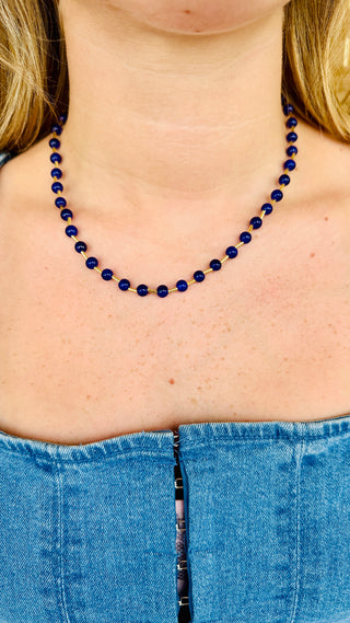 Cobalt Blue Glass Bead Magnetic Necklace
