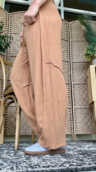 Alternate view of Walking on a Thin Line CAMEL Relaxed Fit Pants
