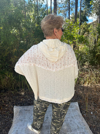 POL Cream & Coral Star Applique Oversize Top