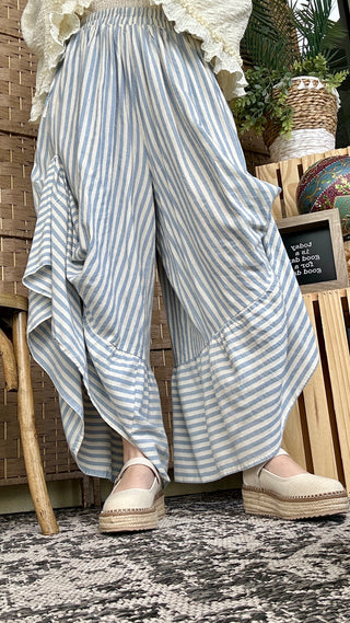 Alternate view of You Got It BLUE Stripe Tie 'Em Up Pants
