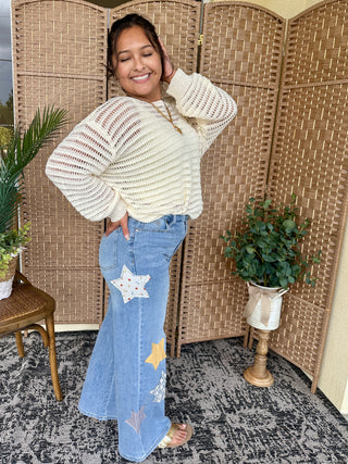 Alternate view of Oh Bouy! IVORY Slouchy Sweater Top
