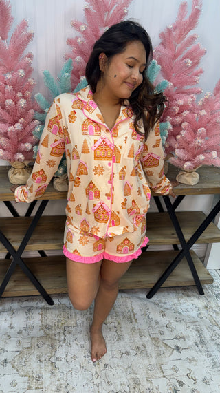 Jess Lea Pink Gingerbread Short Pajama Set