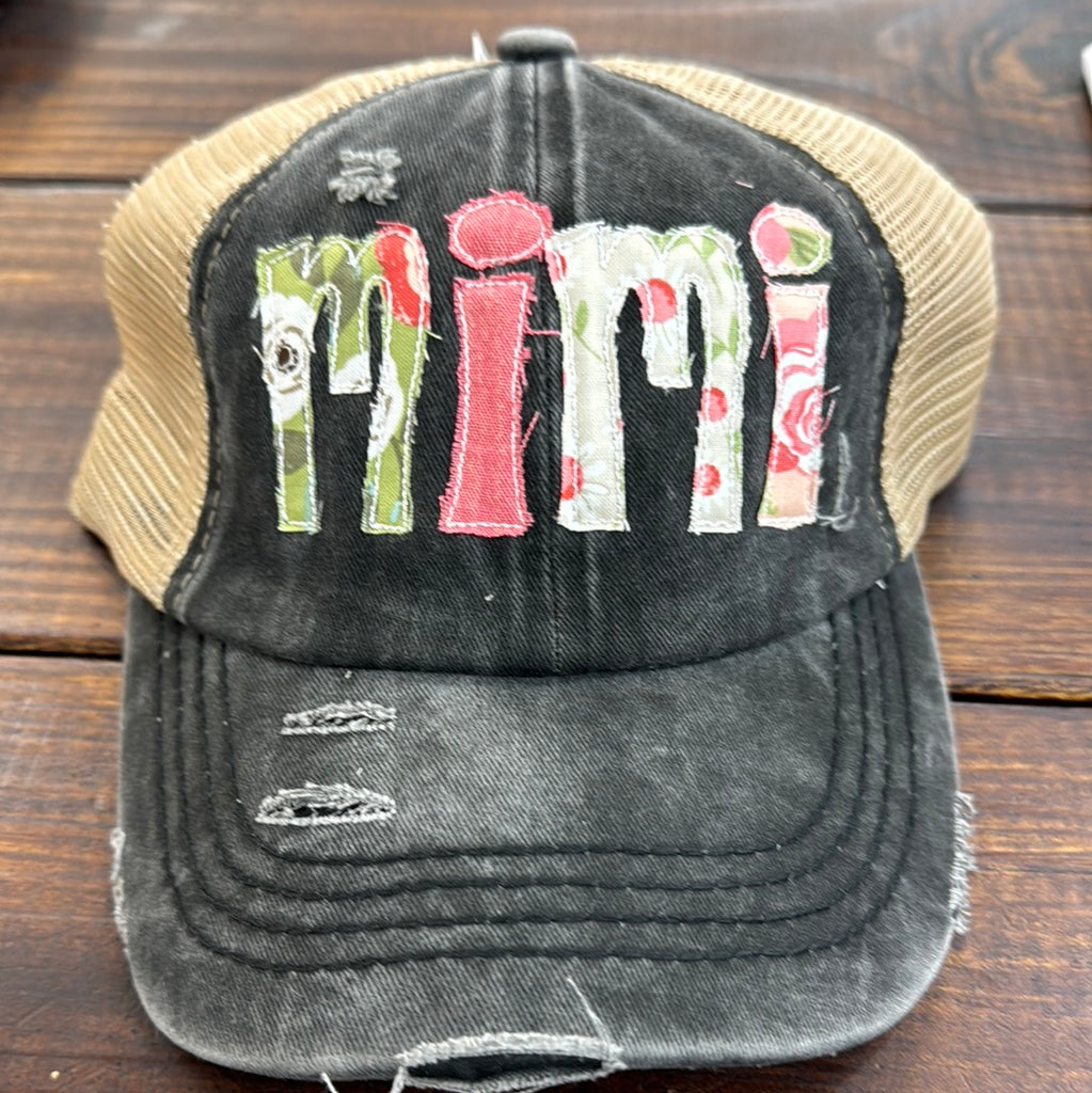 MIMI Black Peach & Green Pony Hat - The Gypsy Belle Boutique