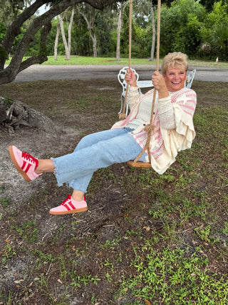 Old Glory Pink Stripe Sweater Top OVERSIZED
