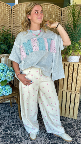 Alternate view of Peach Love Americana Polka Dot Top
