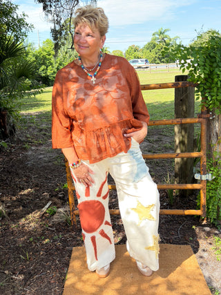 Alternate view of Cosmic Cutie Ivory Wideleg Pants
