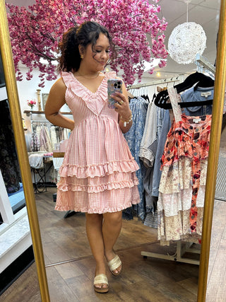 Alternate view of Easel PINK Striped Sleeveless Ruffle Dress
