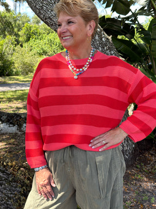 Sugar Rush CORAL Striped Sweater
