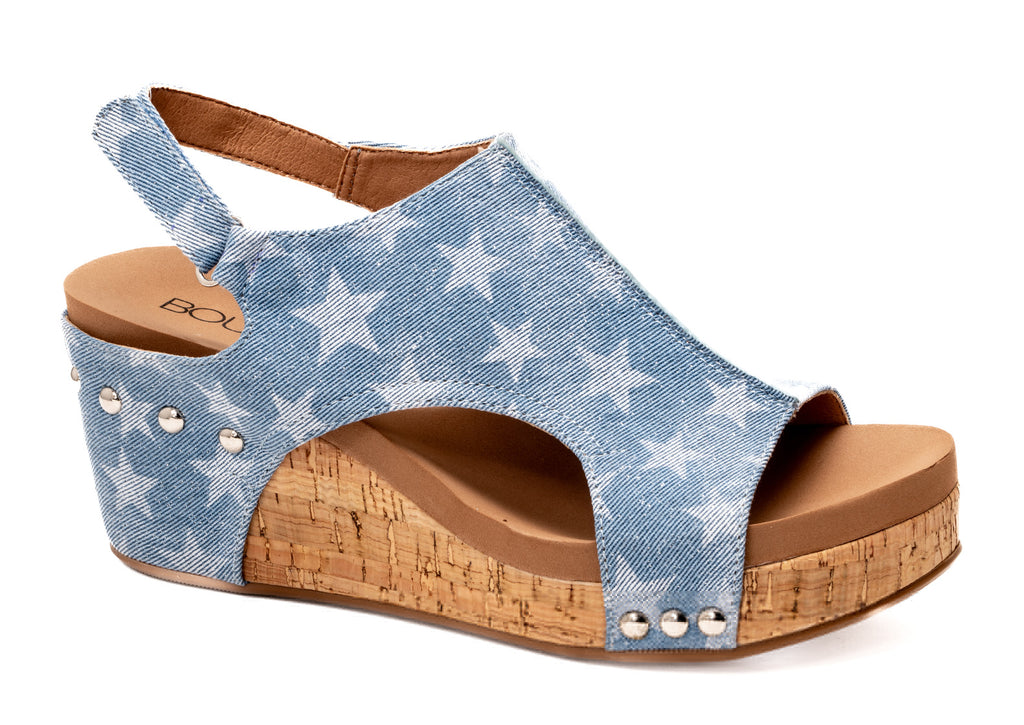 FINAL SALE Corkys - Denim Stars Carley Wedge - The Gypsy Belle Boutique