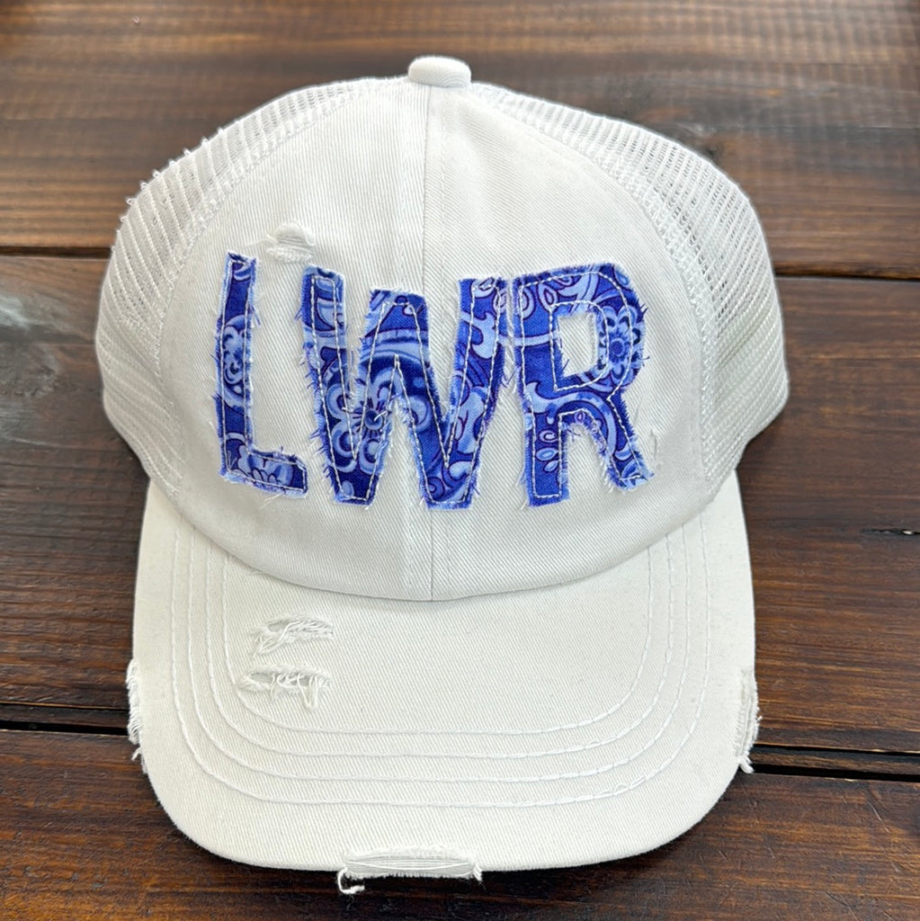 LWR Blue Willow on White Hat - The Gypsy Belle Boutique