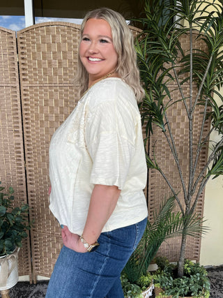 Alternate view of Boho Bliss Natural Patchwork Lace Top
