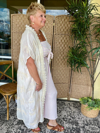 Alternate view of Sweetest Pink Stripe Strapless Jumpsuit
