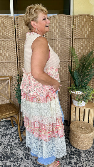 Alternate view of Nashville Bound Pink & Ivory Duster Jacket
