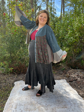 Young Threads Boho Western Pintuck Denim Top