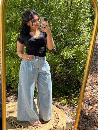 Boho Dream Wide Leg Denim Pants