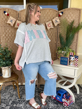 Alternate view of Peach Love Americana Polka Dot Top
