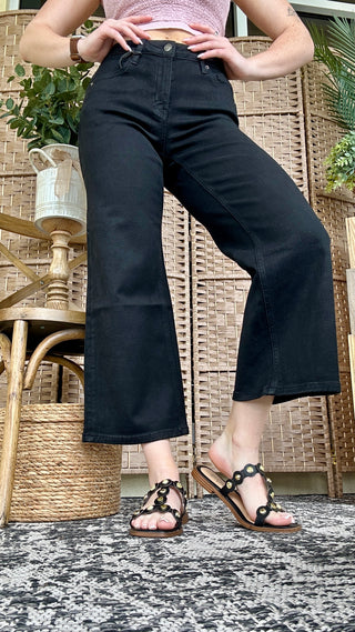 MICA W3867BK BLACK Hi Rise Wide Leg Jeans

