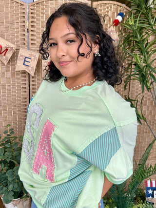 Alternate view of USA Pearl Melon Terry Top Oversized
