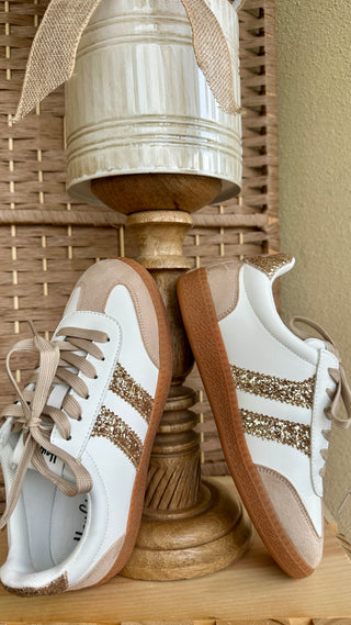 Alternate view of Corkys Heads Up Gold Glitter Trainer Sneaker
